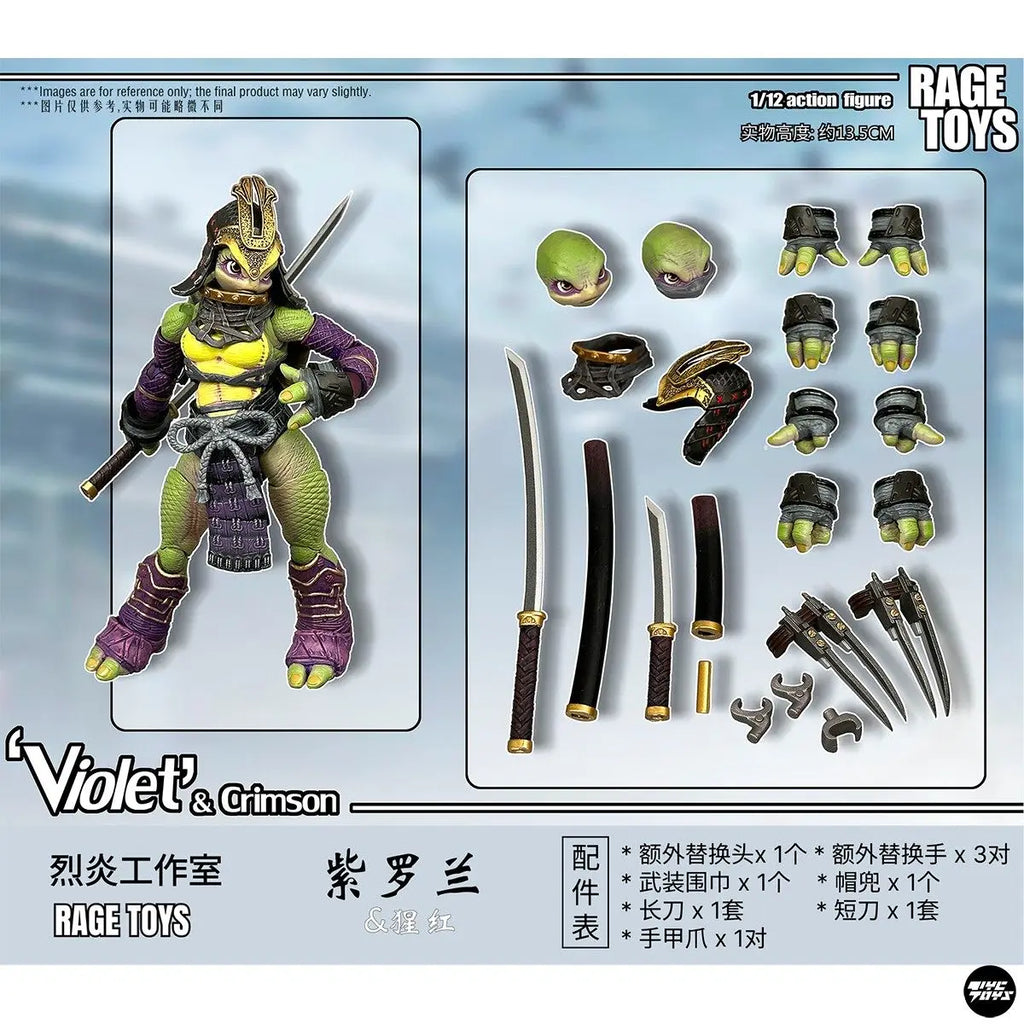 RAGE Toys Turtle Sisters: Crimson & Violet 1/12 Scale Action Figure Anime Models Toy Doll Gift Hobby Collectible
