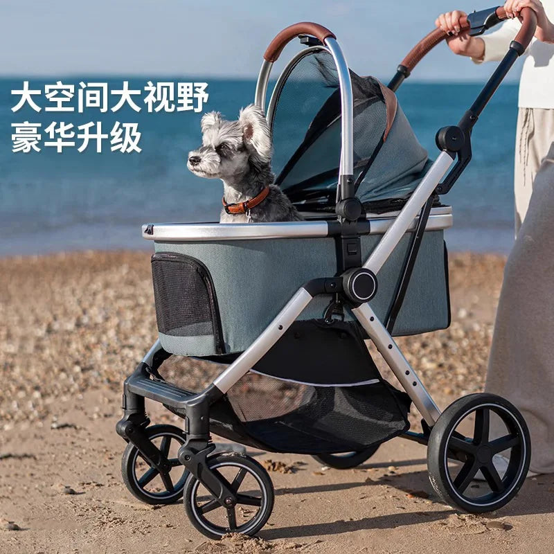 Separation Pet Trolley Dog Show Stroller Luxury 4 Wheels Detachable Pet Stroller for Cat&dogs
