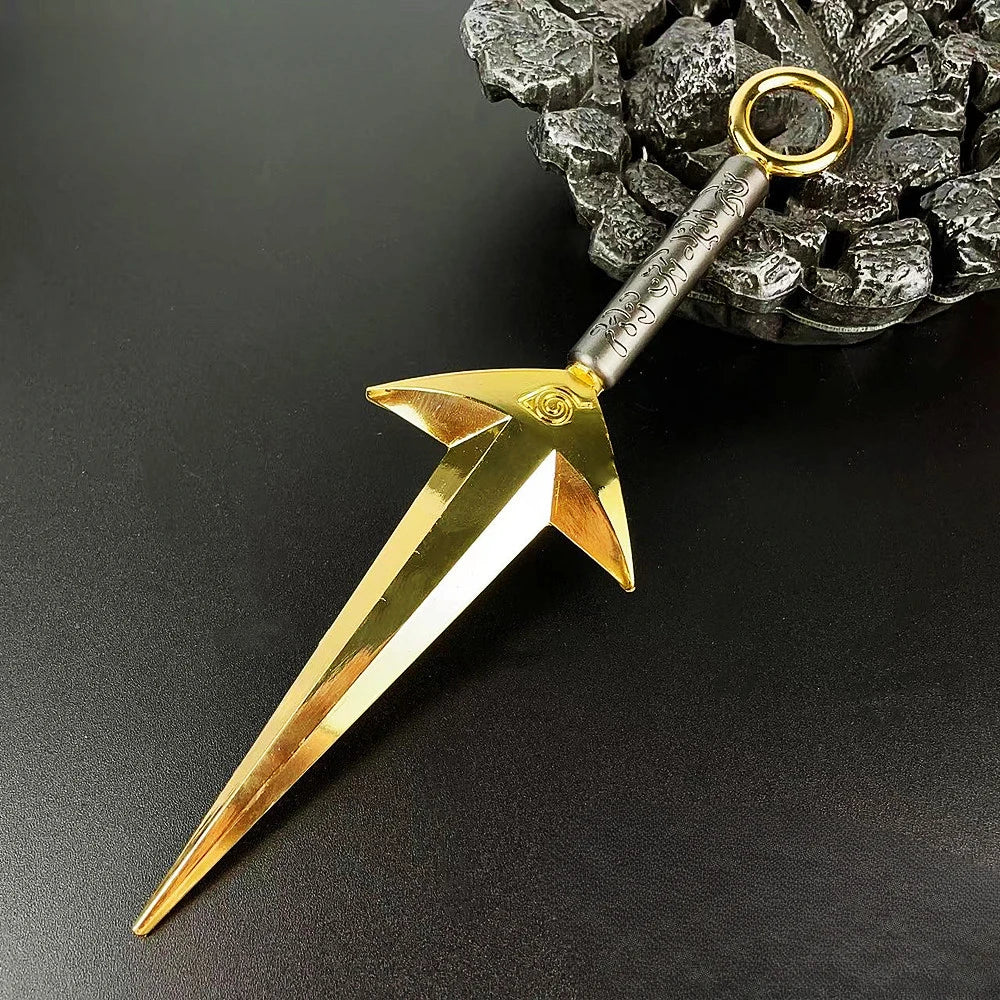 8,66 Zoll großes Naruto-Fliegende-Donnergott-Waffenmodell aus massivem Metall, Cosplay-Ninja-Requisite, Namikaze Minato Kunai, Schreibtischdekoration, Spielzeug