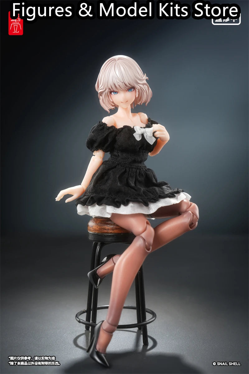 【Pre-Sale】 Snail Shell Black Silk Bubble-Sleeve Dress 1/10 1/12 Action Model Collectible Figure Toys