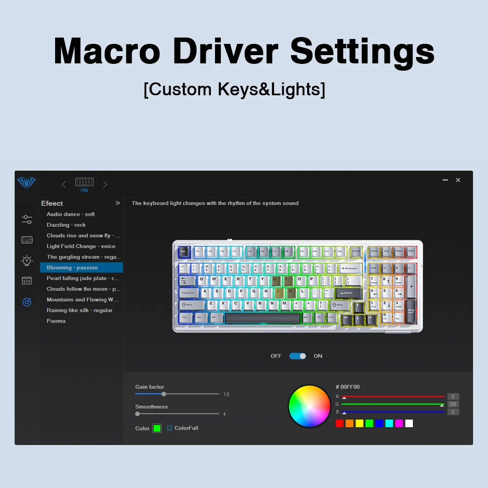 Aula F99 Mechanische Gaming-Tastatur mit drei Modi, 2,4 g, kabellos, Bluetooth, verkabelt, Hot-Swap, PBT-Dichtung, RGB, für PC, Laptop, Gamer, 99 Tasten