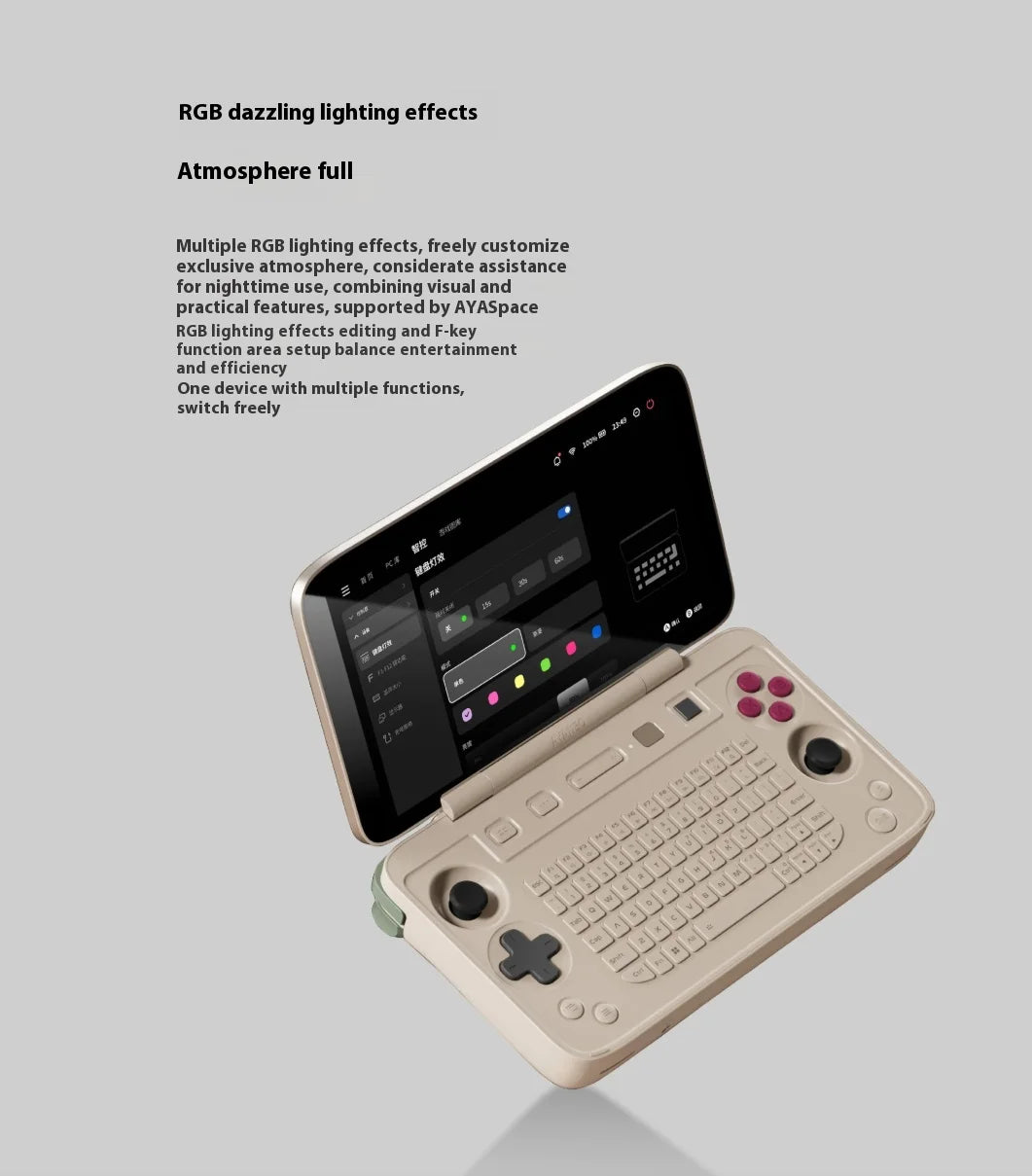 AYANEO FLIP 1S KB Flip-Spielkonsole 7" 1080P 144Hz OLED-Bildschirm Tragbare Handheld-Konsole HX370 8840U mit Tastatur-Spielmaschine