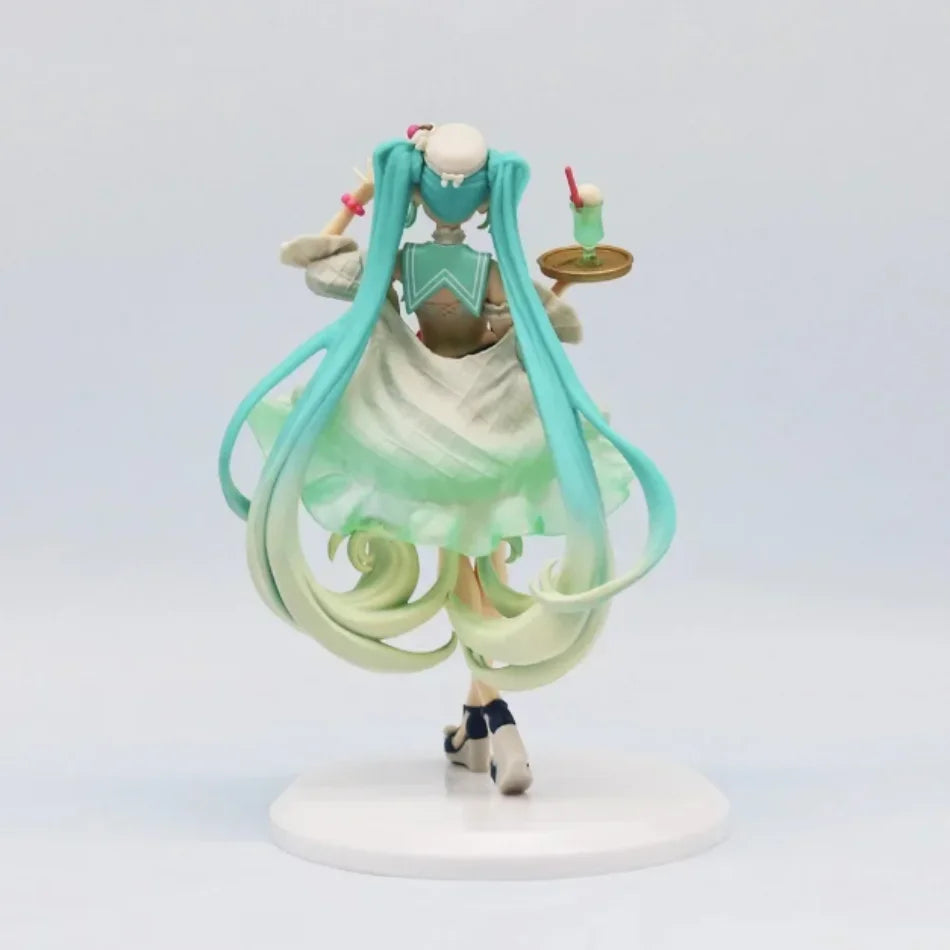 18CM Anime Hatsune Miku Melon Soda Float Figure Cute PVC Doll Collectible Action Figure for Gift Sweet Sweets Theme Standing Toy
