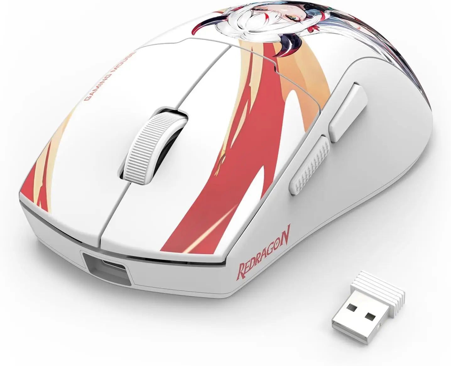 Redragon M918AK 3-режимна безжична геймърска мишка 55G, лека, 26K DPI, ергономична, с естествен захват, бяла