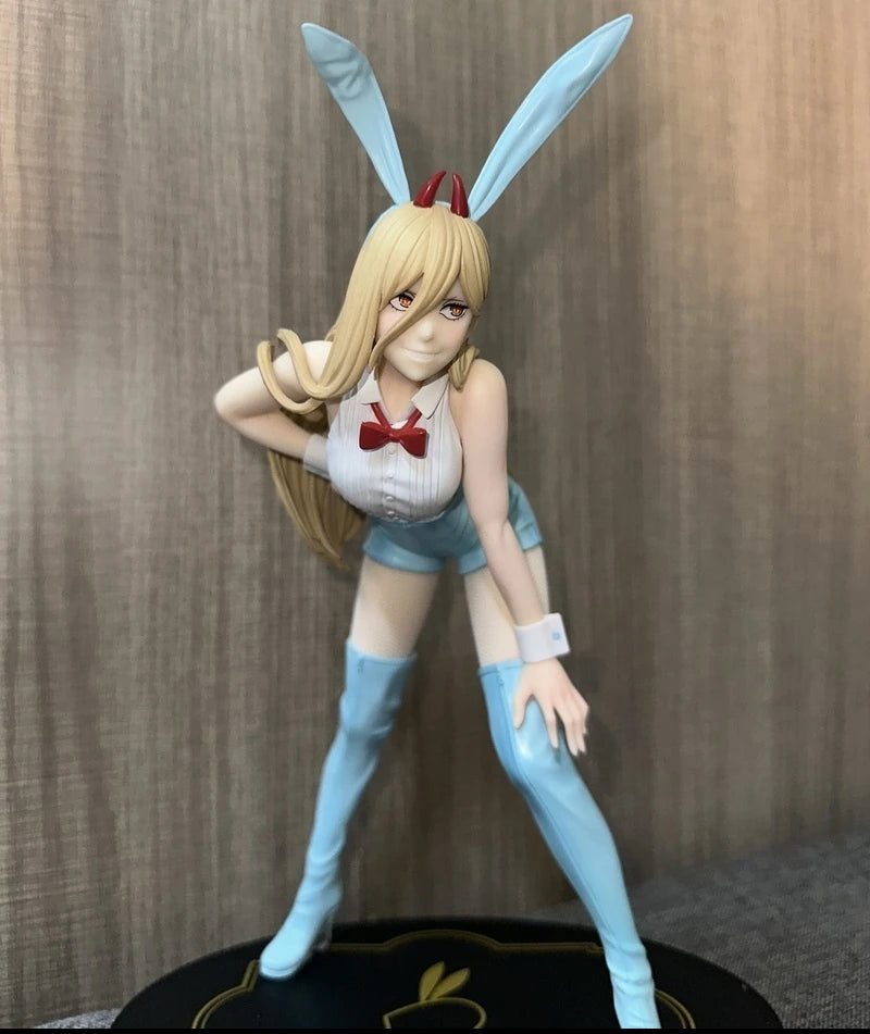 In Stock Furyu Chainsaw Man Bicute Bunnies Makima Red Bunny Power Blue Version Pvc Model Anime Collectibles Figure Toys