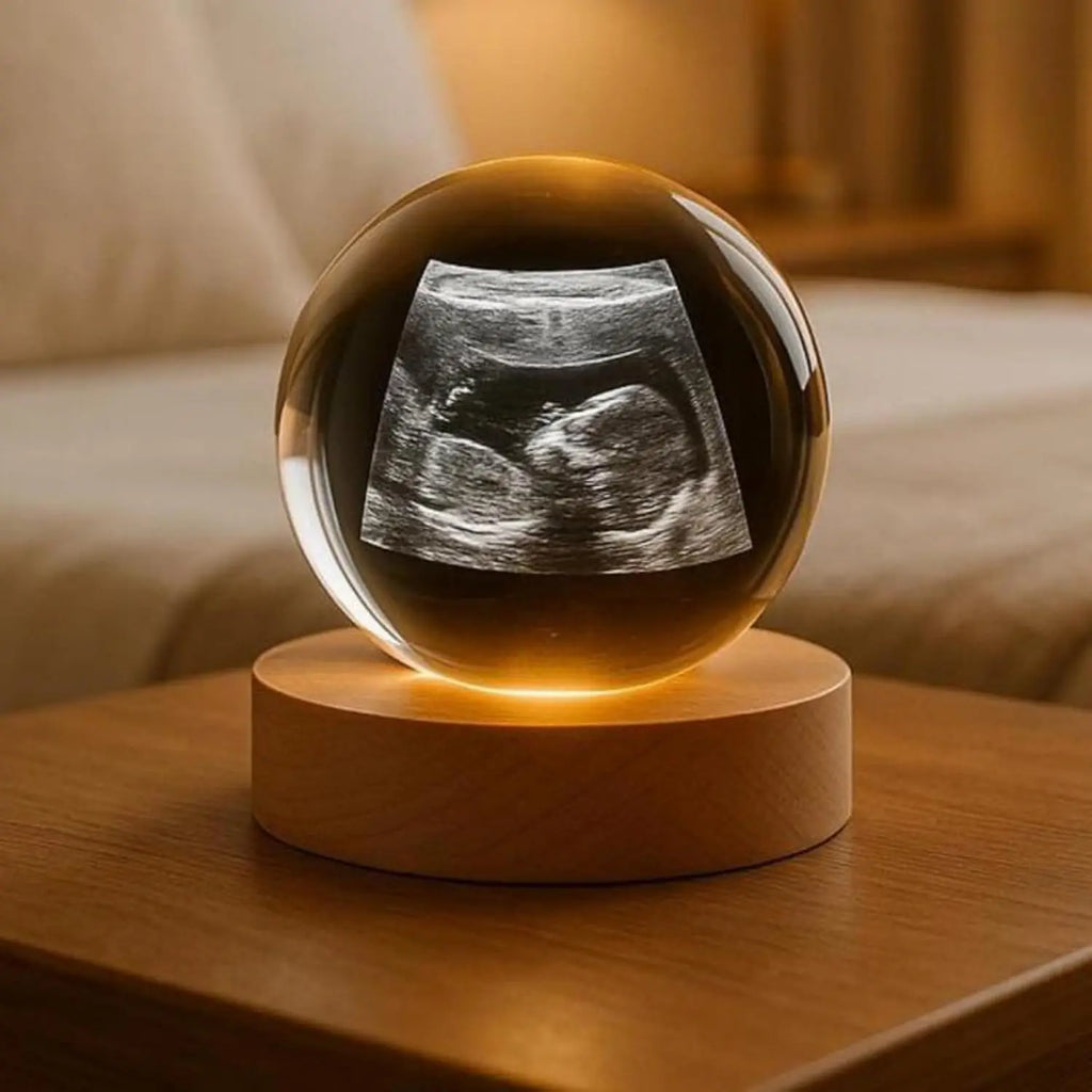 Custom Photo Night Light  Personalized 2D Crystal Ball LED Lamp for Baby Ultrasound Wedding Couple Parents Pet Desk Decor Gift