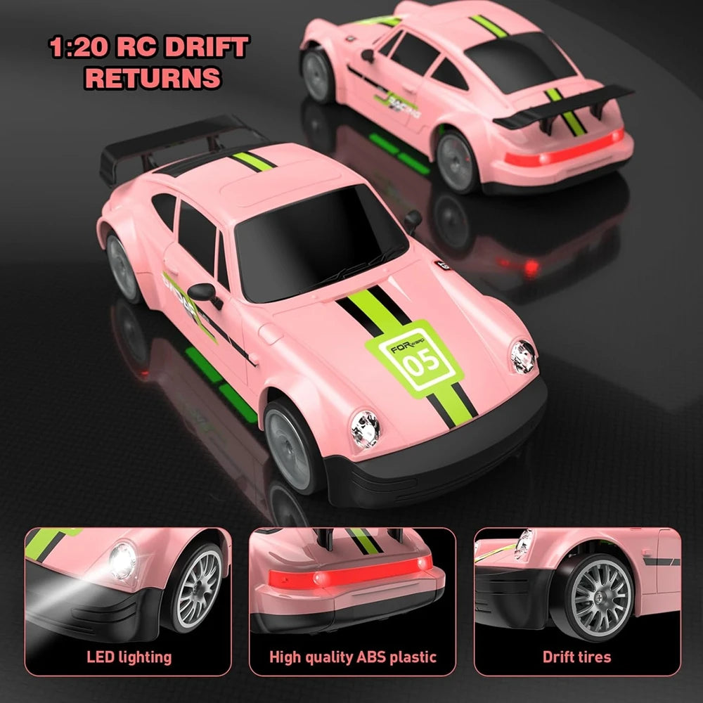 Remote Control Car RC Drift Car 2.4GHz 1:20 4WD 20KM/H High Speed Vehicle with LED Lights Racing Toy for Children Kids Adults