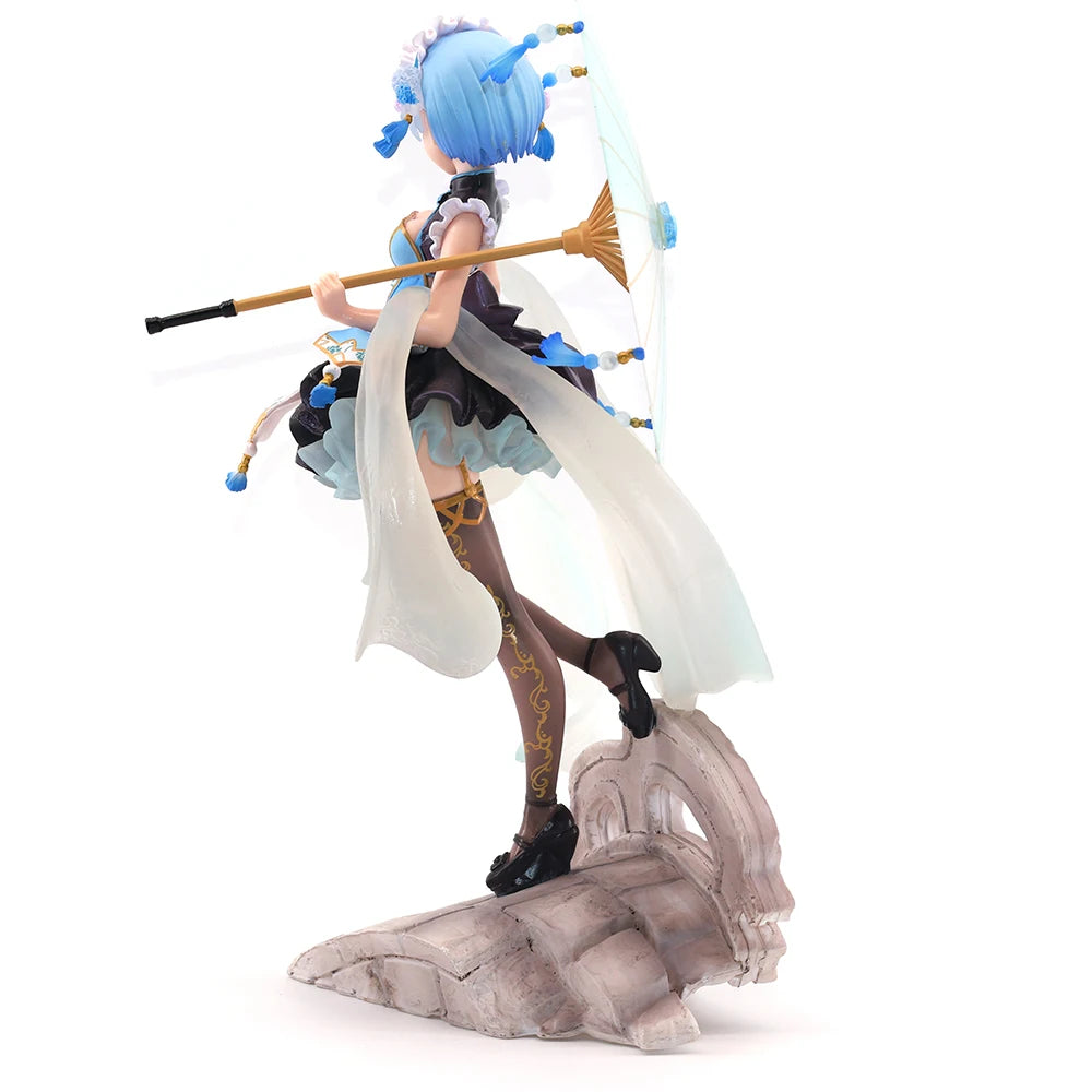 Anime-Figur Re0: Leben in einer anderen Welt von Zero Flower Umbrella Lolita Rem Figur 27 cm Spielzeug für Jungen Cartoon-Actionfiguren