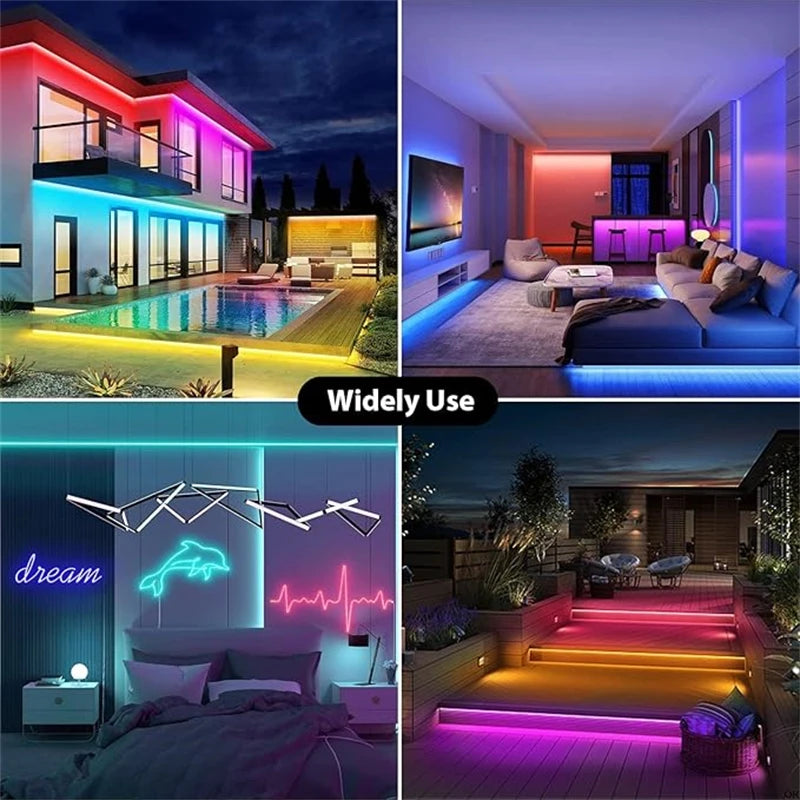 RGB LED Strip Lights 3/5/10M Tuya Smart App Bluetooth Music Sync Color Changing Flexible Rope Lamp for Home Party Gaming Beroom
