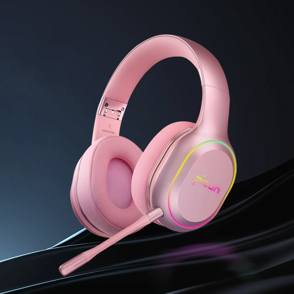 Picun P80X Gaming Headphones Wireless Headset With Mic RBG Light Vibration Bluetooth Hi-Fi Earphone For PS4 PS5 PC Switch 30H