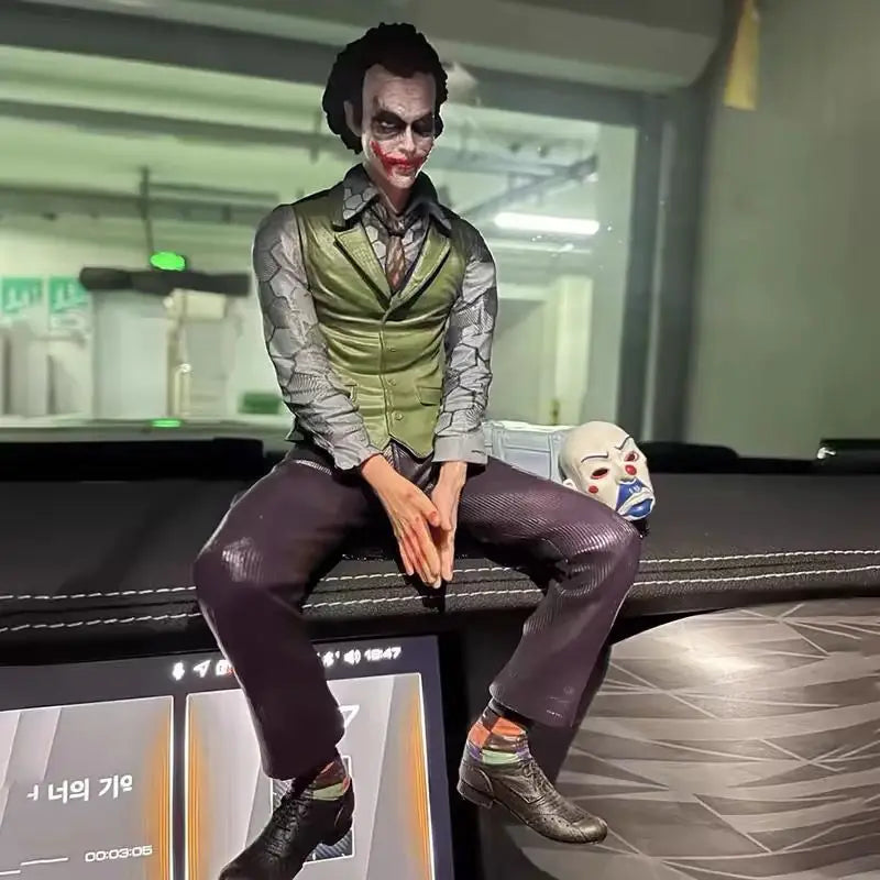 New Car Roof Decoration Joker Heath Ledger Sitting Posture Figures Car Doll Tail And Roof Pendant Model Statue Collectable Toys