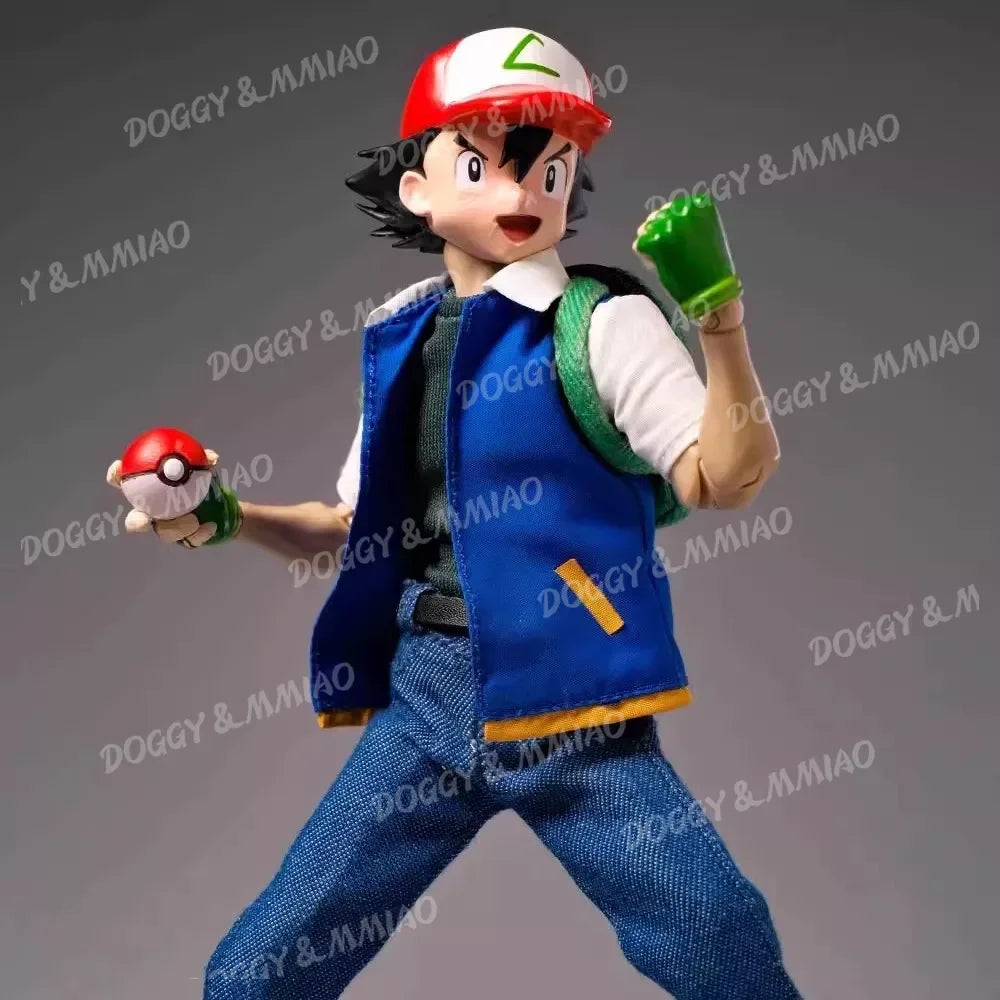 JoyMan Joy Man Toys Pokemon Ash Ketchum figuras 1/12 Pocket Monster Anime Figure Pvc Action Figures Figurine Toys Custom Gifts