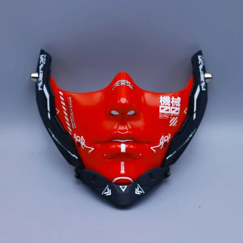 Future Technological Functional Style Mechanical Punk Face Mask Man Woman Halloween Mask Cosplay Costume Red White Face Guard
