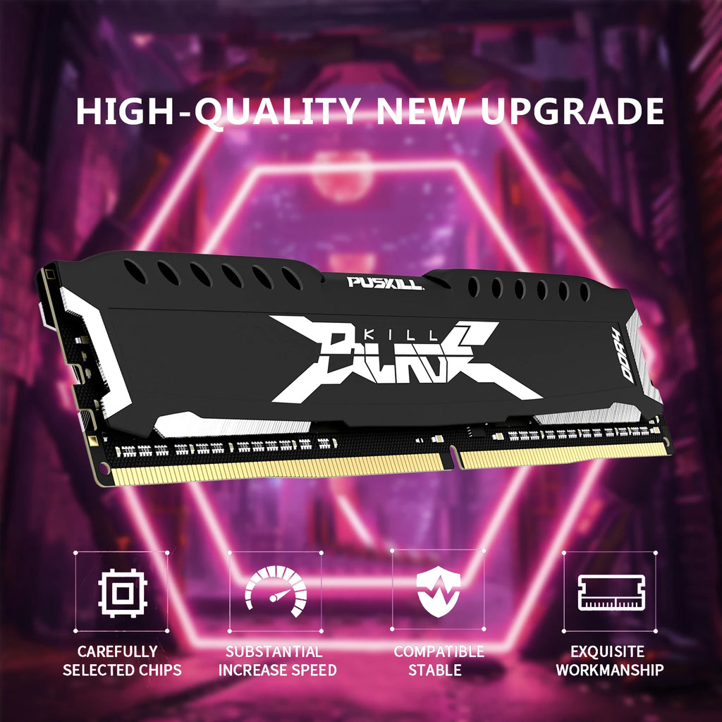 PUSKILL DDR4 Memória RAM  16GB 16GBx2 8GB 8GBx2 1.2V 3200MHz 2666MHz Desktop Computer UDIMM Cooling Vest Game Memory Memoria