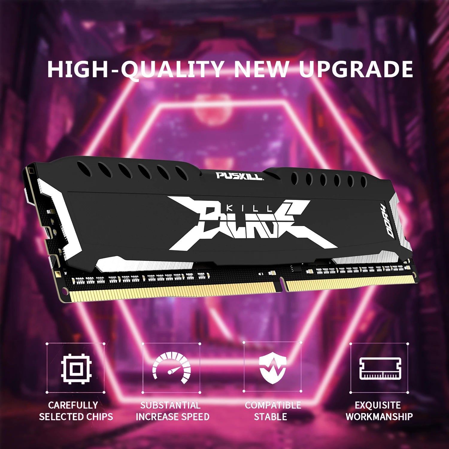 PUSKILL DDR4 Memória RAM  16GB 16GBx2 8GB 8GBx2 1.2V 3200MHz 2666MHz Desktop Computer UDIMM Cooling Vest Game Memory Memoria