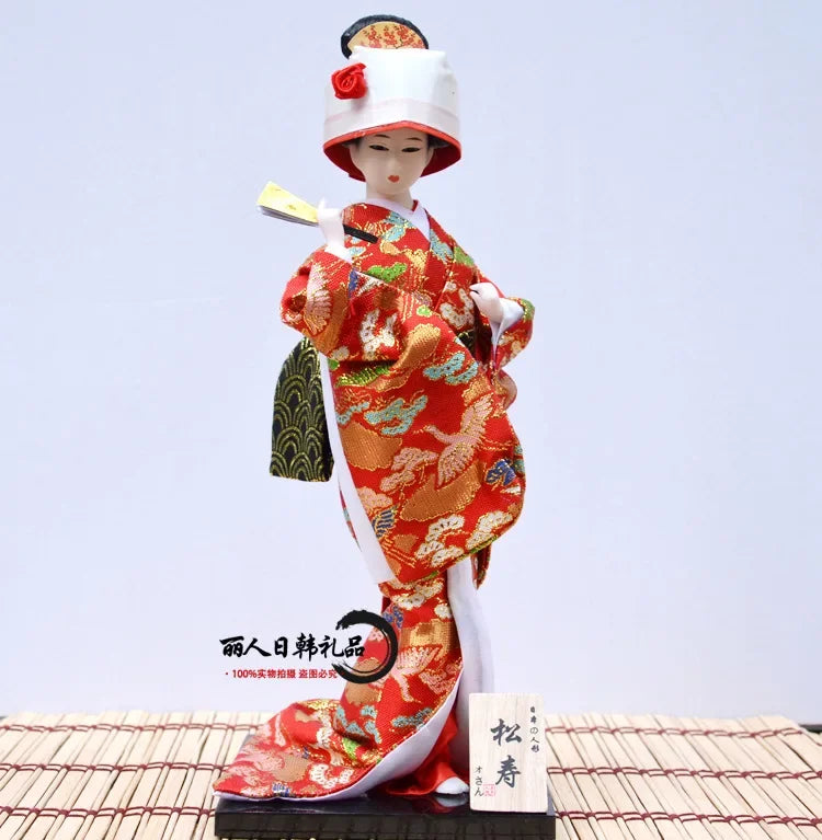 12inch Japanese Geisha Doll Statuette Sitting Figurine Japanese Kimono Kokeshi Kabuki Geisha Handicraft Ornament Birthday Gift