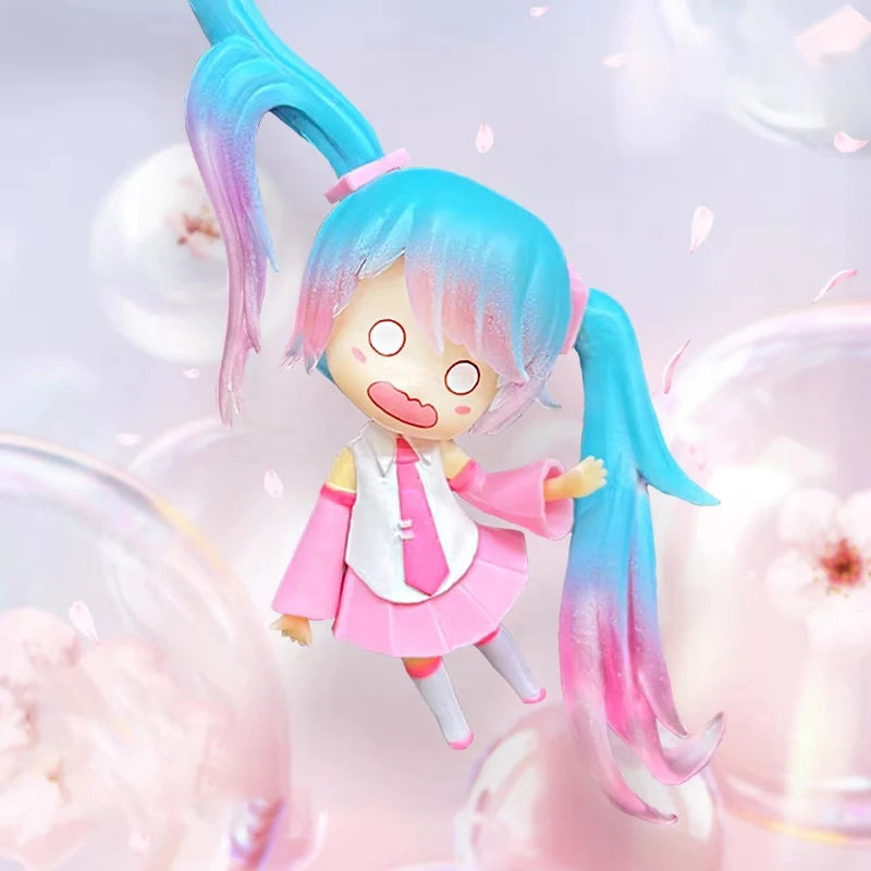 11cm Virtual Singer Anime Figure Two-dimensional Kawaii Q Version Princess Pendant PVC Desktop Car Case Ornament Collection Doll