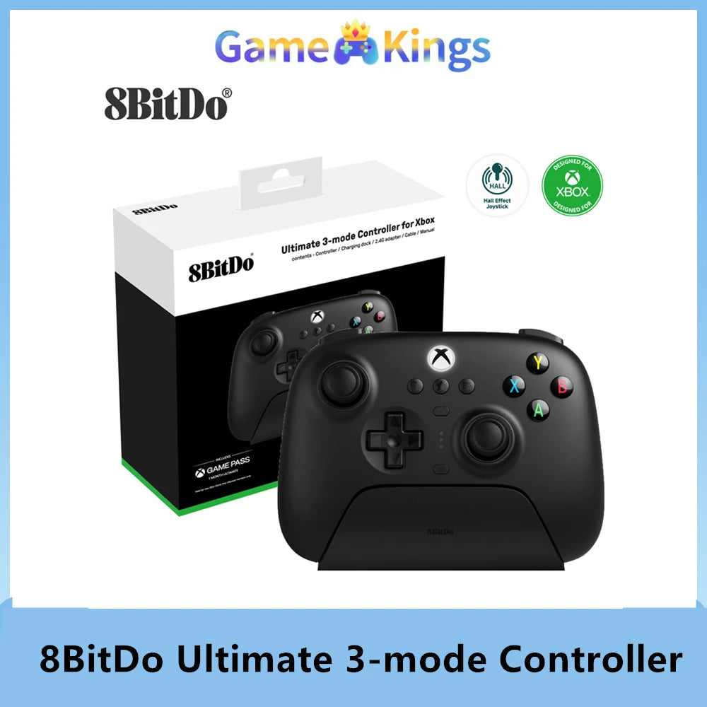 8Bitdo Ultimate 3-mode Hall Effect Joysticks/Hall Trigger Controller with Charging Dock, Wired for Xbox Series X|S, Xbox One,
