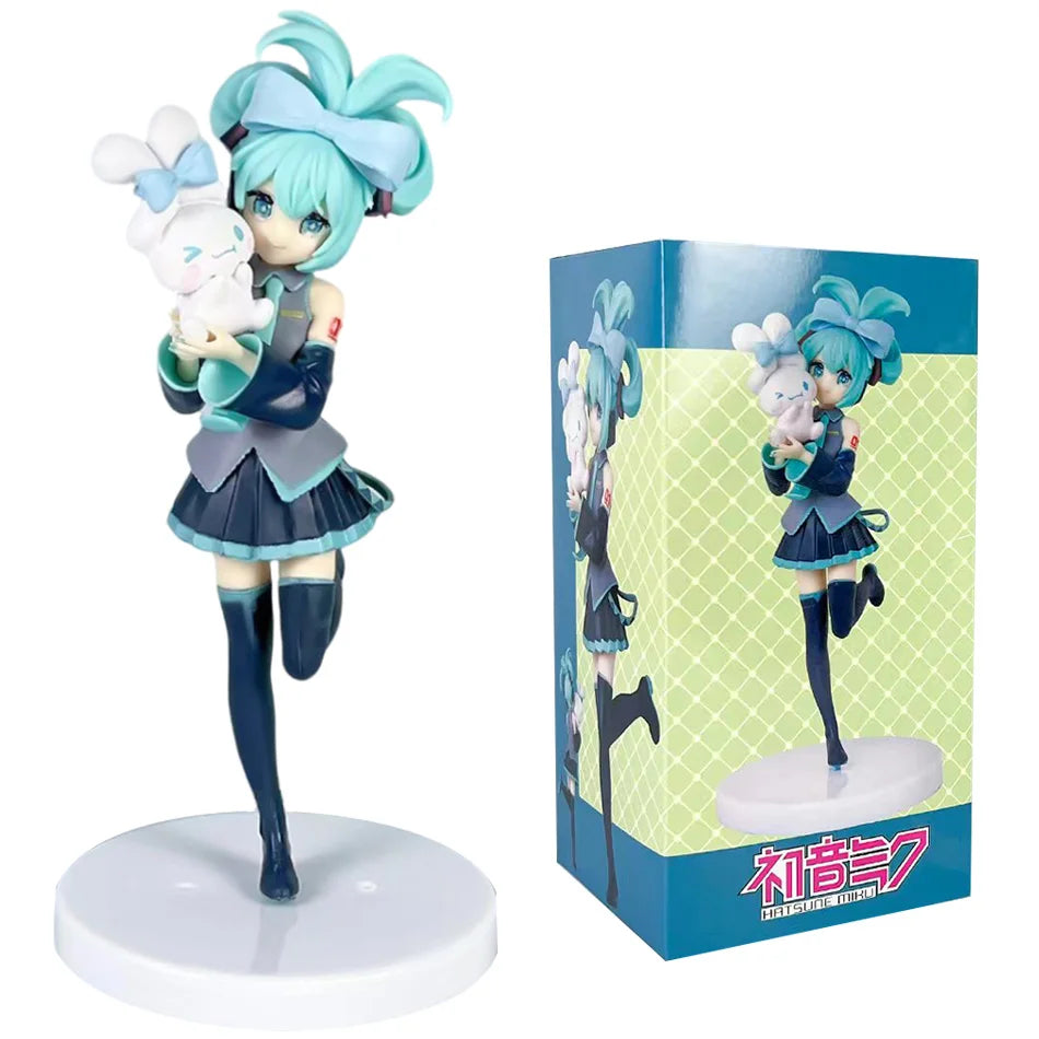 18cm Anime Hatsune Miku X Cinnamoroll Figure panda series Cute Statue  PVC Model Doll Toy children Birthday Christmas Gift