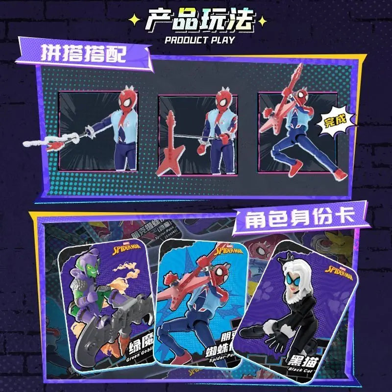 BLOKEES Spider-Verse Spiderman Action Figure Galaxy Version 6 Punk Spider Man Anime Figure Collection Model Ornament Toys Gift