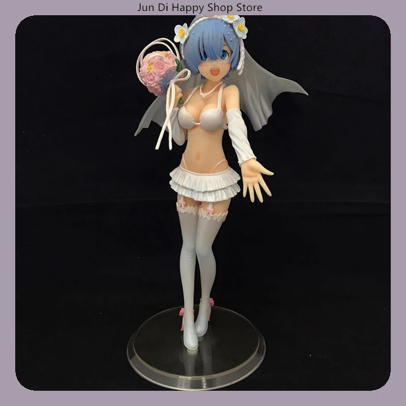 Re:Zero Starting Life In Another World Rem & Ram Bridal Dress Standing Pose Version Anime Figure Model Statue Collection Toy