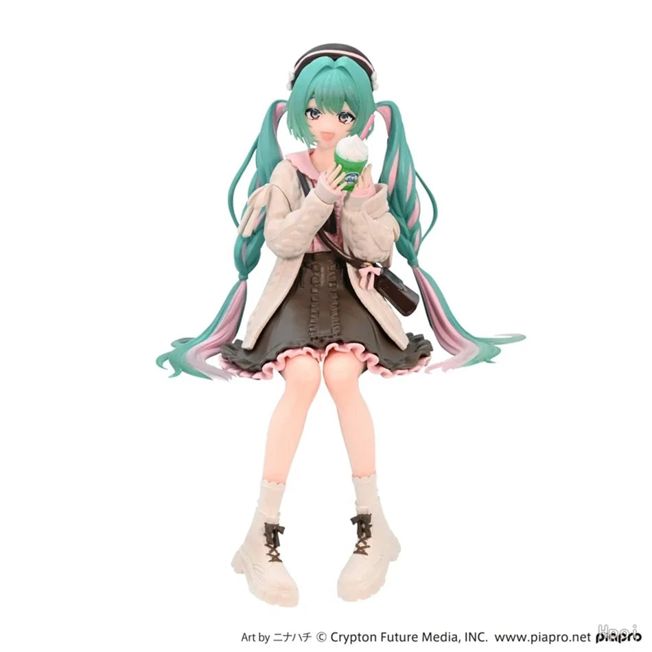 The  Hatsune Miku Anime Figure Autumn Date Miku Action Figure Kawaii Girl Noodle Stopper Figurine Compute