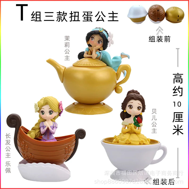 3pcs/set Creative Disney Princess Snow White Ariel Jasmine Cinderella Rapunzel Action Figure Toys Dolls Gift For Kids Girls