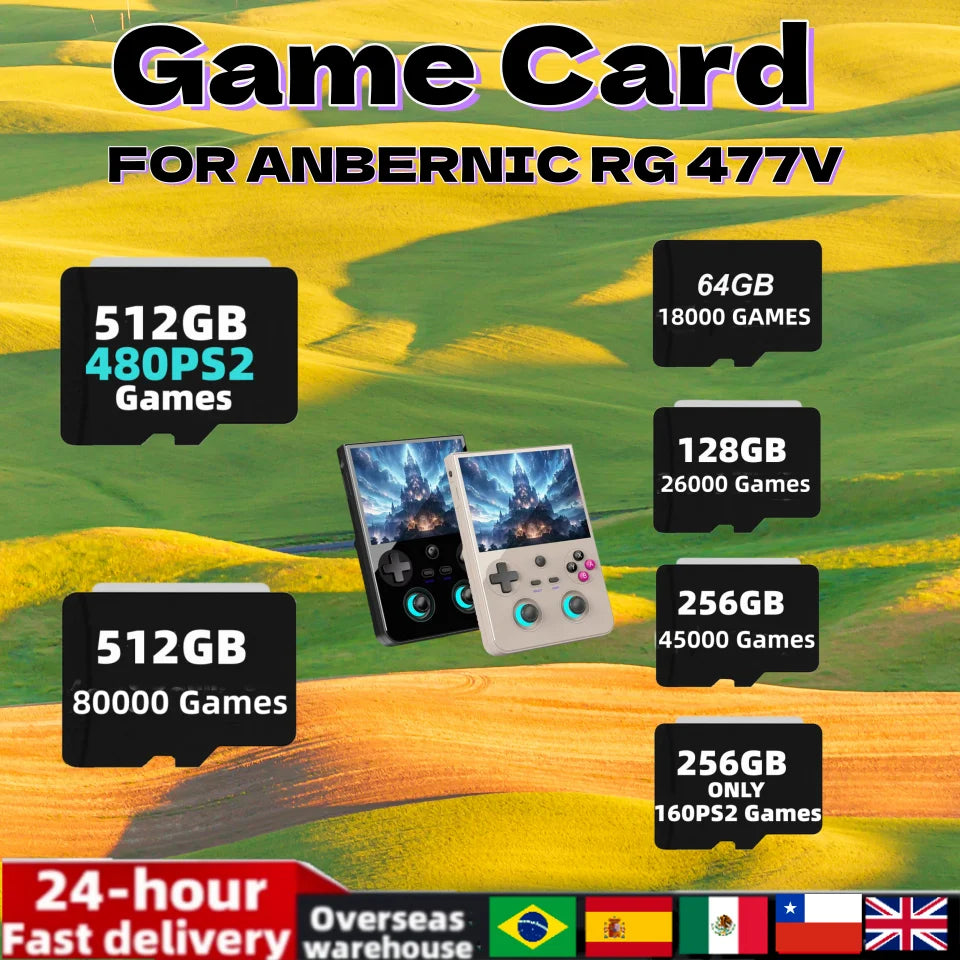 FOR ANBERNIC RG 477V Handheld Retro Game Console TF Card Memory Card SD Card 480 PS2 Games 512G 80000 Games Micro Sd PSP Games