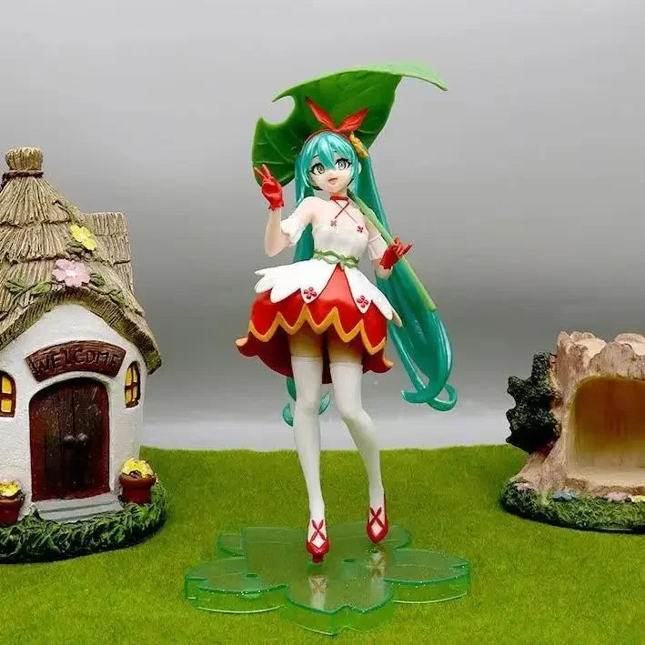 Anime-Figurensammlung: Hatsune Miku-Statuenfiguren und Case-Widget