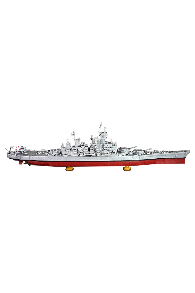 MOC USS Iowa BB-61 Battleship Building Blocks Model World War II Navy Military Battleship Bricks Assembly Toy Kids Birthday Gift