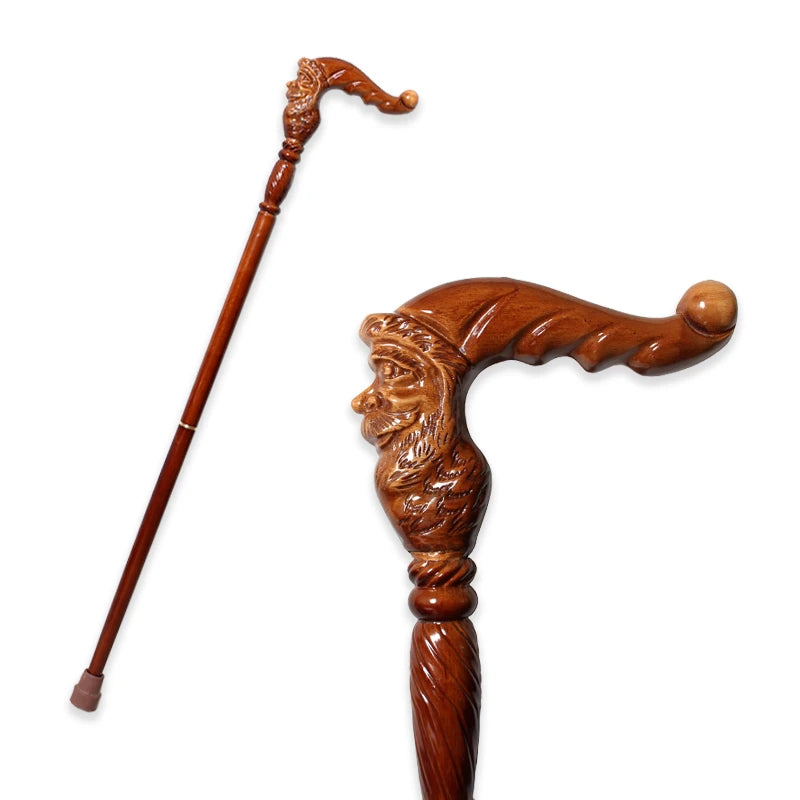 95 cm Weihnachts-Gehstock, modisch, Weihnachtsmann, deutscher Buchenholz-Gehstock, für Männer und Frauen, elegant, bräunlich-rot