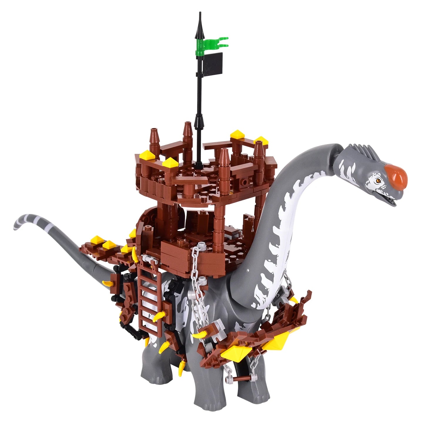 2025 New Jurassic Dinosaur Titanosaurus Dinosaur Seat Buildable Dino with Fortress Structure Ladders Flag