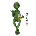 Alien Statue Beer Drinking Alien Sculpture Resin Novelty Collectibles Funny Desktop Decoration For Adults Desk Bedroom Garden