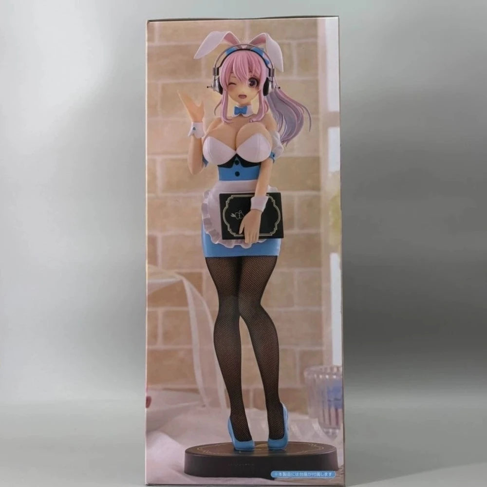 In Stock FuRyu Original Genuine Super Sonico BiCute Bunnies Figure Waitress Light Blue Ver. 28cm Sexy Model Toy Figure Xmas Gift