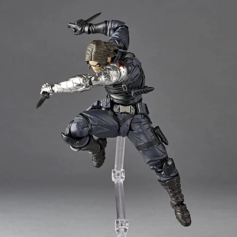 New Kaiyodo Winter Soldier Revoltech Amazing Yamaguchi Bucky Barnes Captain America Anime Action Figures Movable Collectible Toy