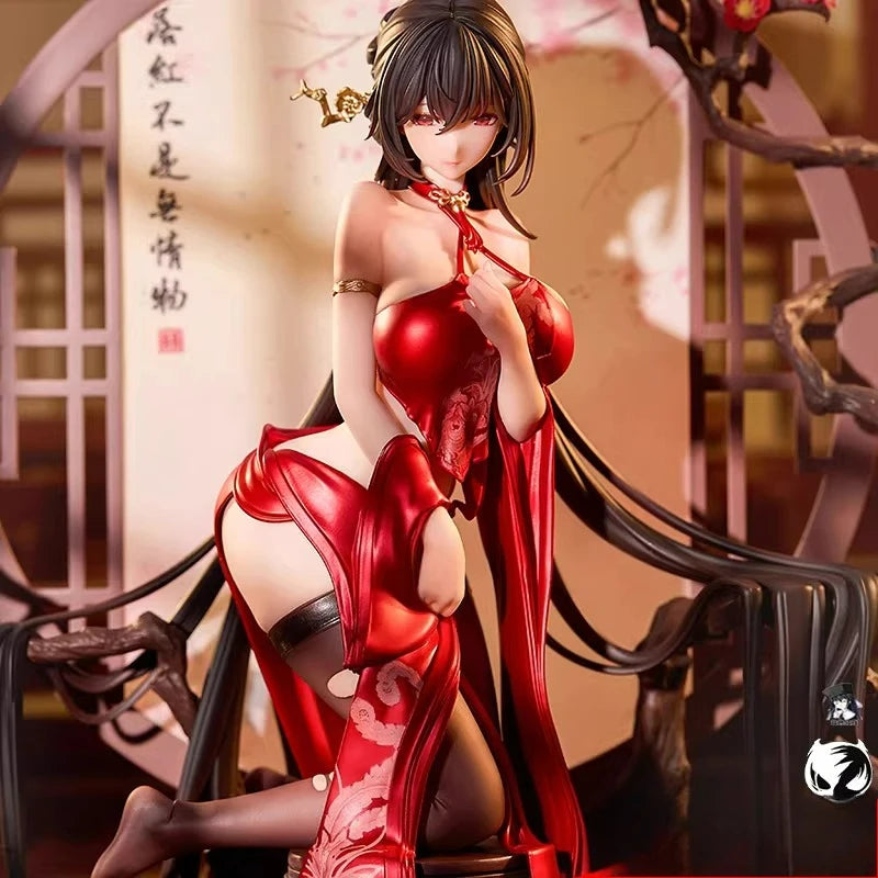 BearPanda National Style Anniversary Edition Falling Red 1/6 Cute Action Anime Figure Model with Hanfu Cheongsam and Screen