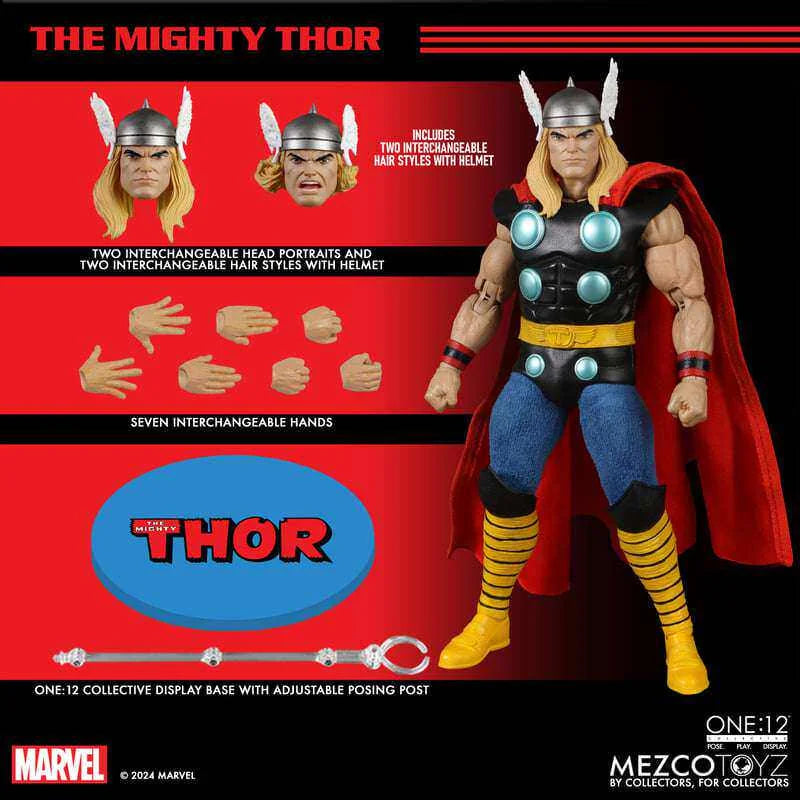 [NEW in Stock] Genuine Mezco One: 12 Marvel Legends, Comic Version of Thor 6 Inch 1/12 Commoner Action Doll Model Toy Gifts