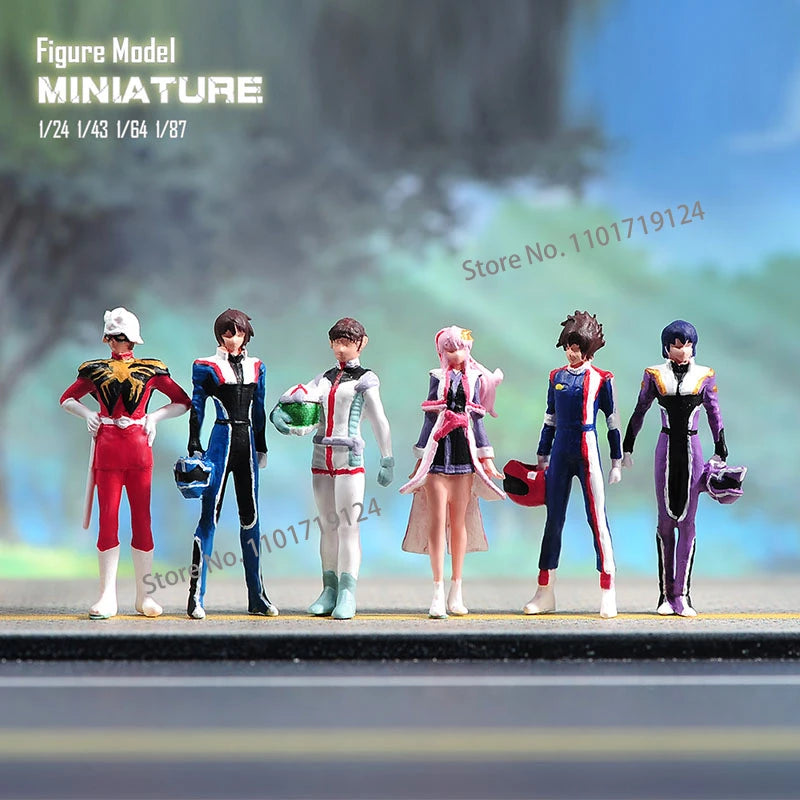Miniatures 1/24 1/64 1/43 1/87 Anime Fighter Boy Girl Figure Diorama Street Scene Sand Table Prop Model For Car Vehicle