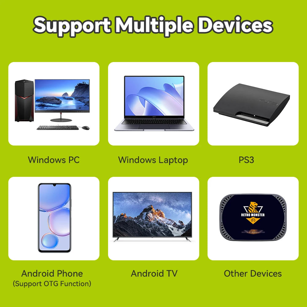 2.4G Wireless Controller for Windows PC/Laptop/PS3/Android TV/Phone/Game Consoles Precise Joystick USB 2.0 Plug and Play No Lag