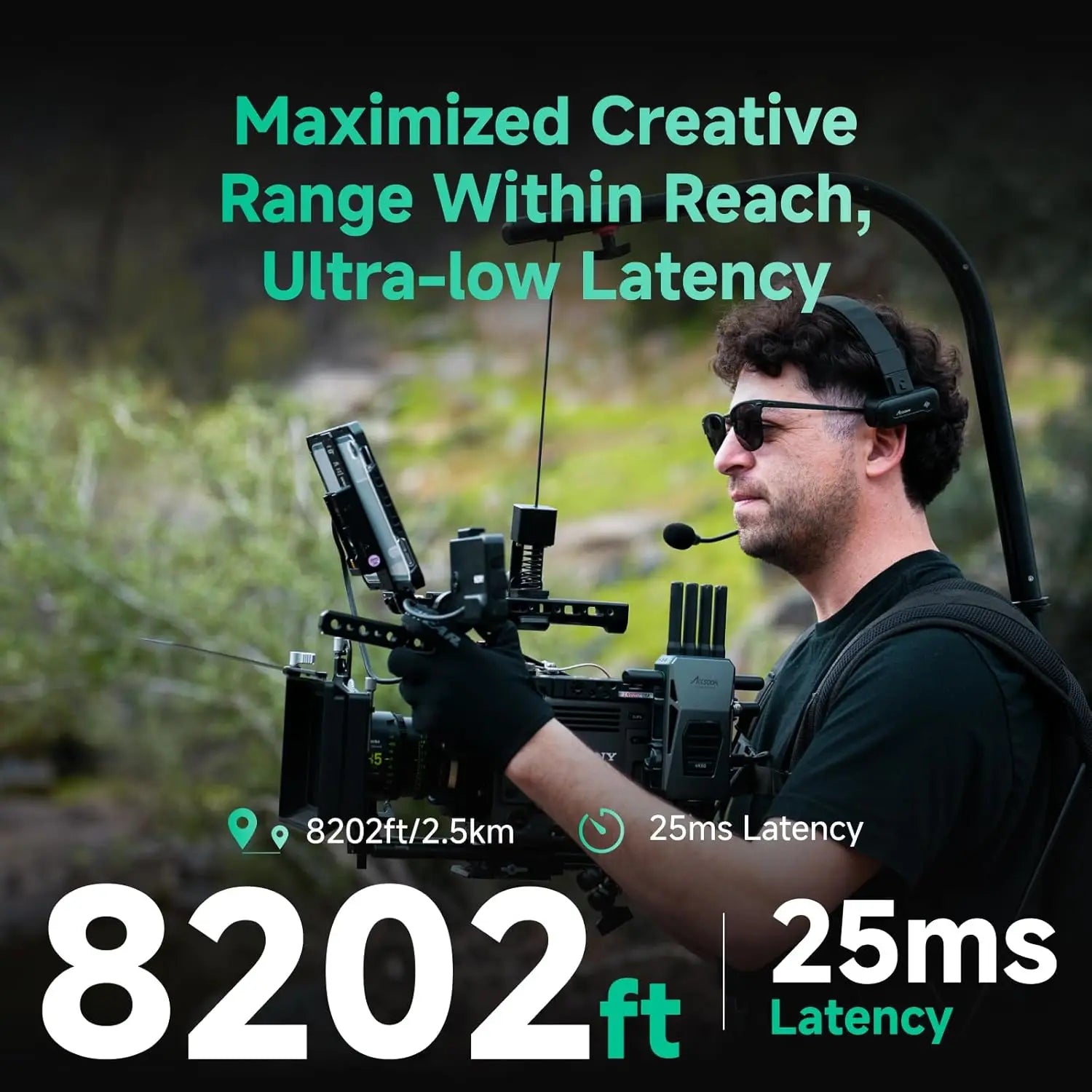 ACCSOON CineView Master 4K Drahtlose Videoübertragung 4K 6G/5G/2,4 GHz 8200ft Reichweite Vollfarb-LCD 25ms Klassenlatenz