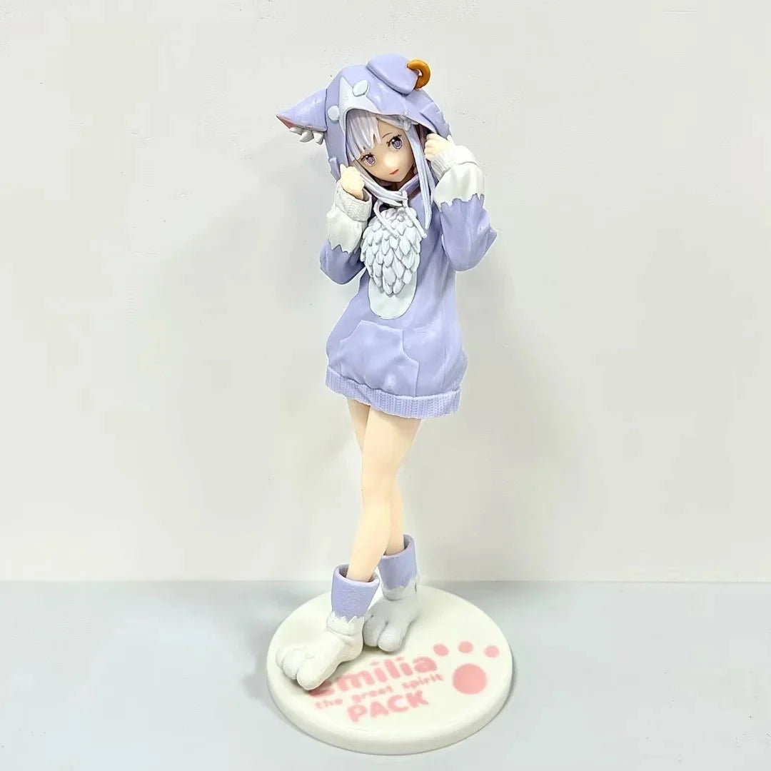 Anime Figure Rem Ram Emilya Cuter Case Model Q Version Collectible Static PVC Model from Zero Begining in Another World Life