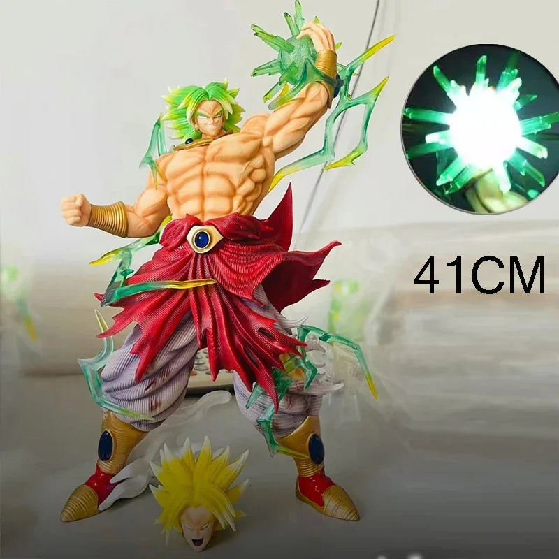 Anime Super Saiyan Broly Figure GK Dragon Ball Figurine 41cm BUG Broli Action Figure Lighted Model PVC Collection Desktop Toys