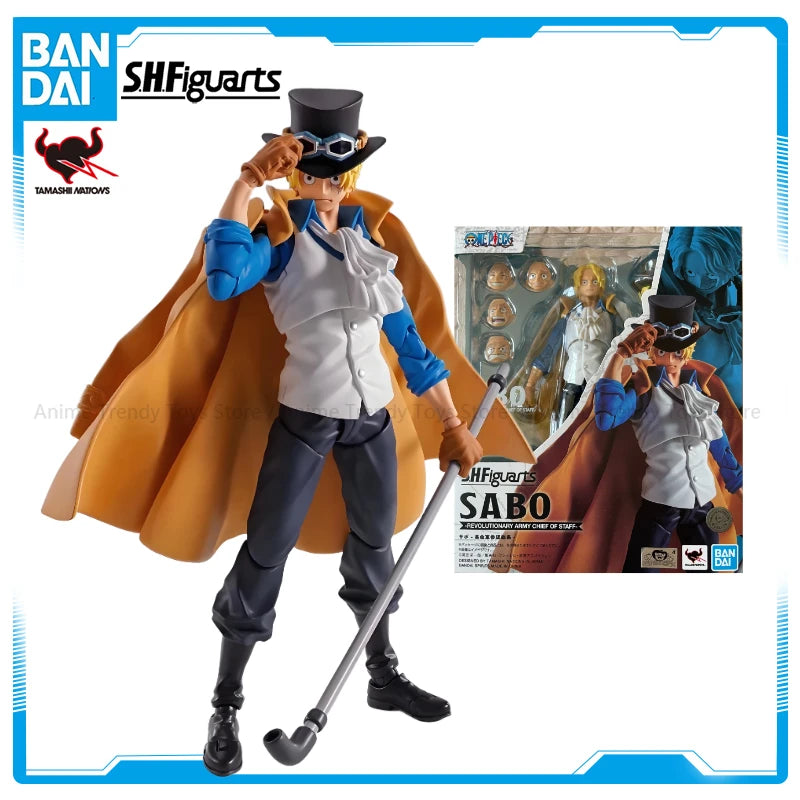In Stock Original Bandai S.H.Figuarts SHF One Piece Sabo Revolutionary Army Chief of Staff Anime Action Figure Toy Gift Model