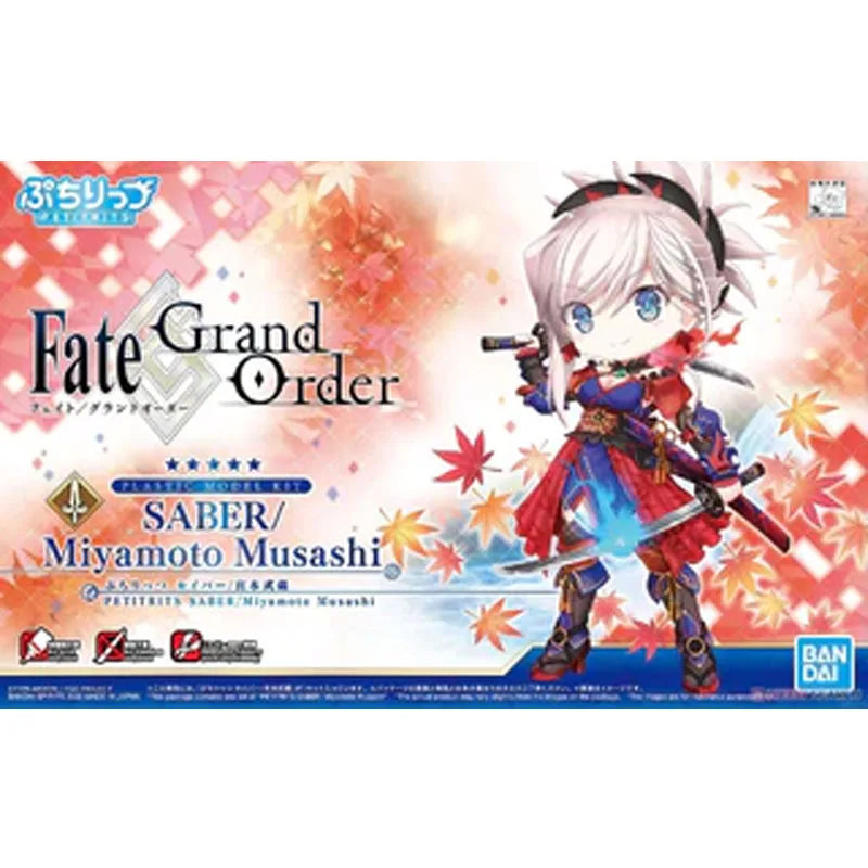 Bandai Original Modellbausatz Petitrits Fate/Grand Order Saber Miyamoto Musashi Anime Figur Bausatz Spielzeug Geschenk für Jungen