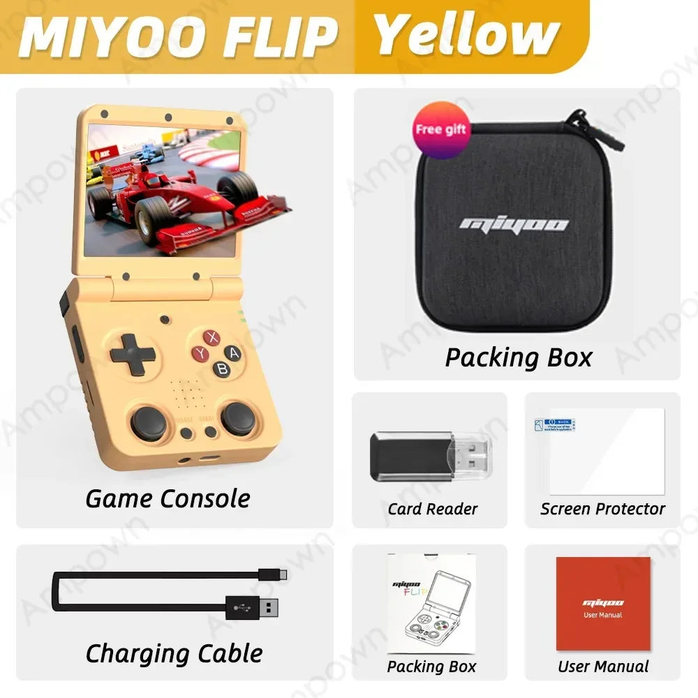 MIYOO FLIP V2 Handheld-Spielkonsole 3,5-Zoll-IPS-Bildschirm Linux OS Onion OS Retro-Videospielkonsolen Kostenlose Aufbewahrungstasche Spielergeschenke