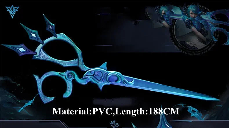 188cm Game LOL Gwen Cosplay Prop Wooden Scissors Replica Accessories Halloween parties and comic exhibitions gift