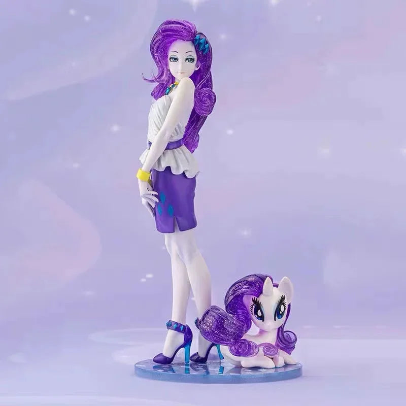 My Little Pony Anime Figure Applejack Figures Bishoujo Model Kawaii Dash Bishoujo Rainbow Sunset Shimmer Statue Decoration Gifts