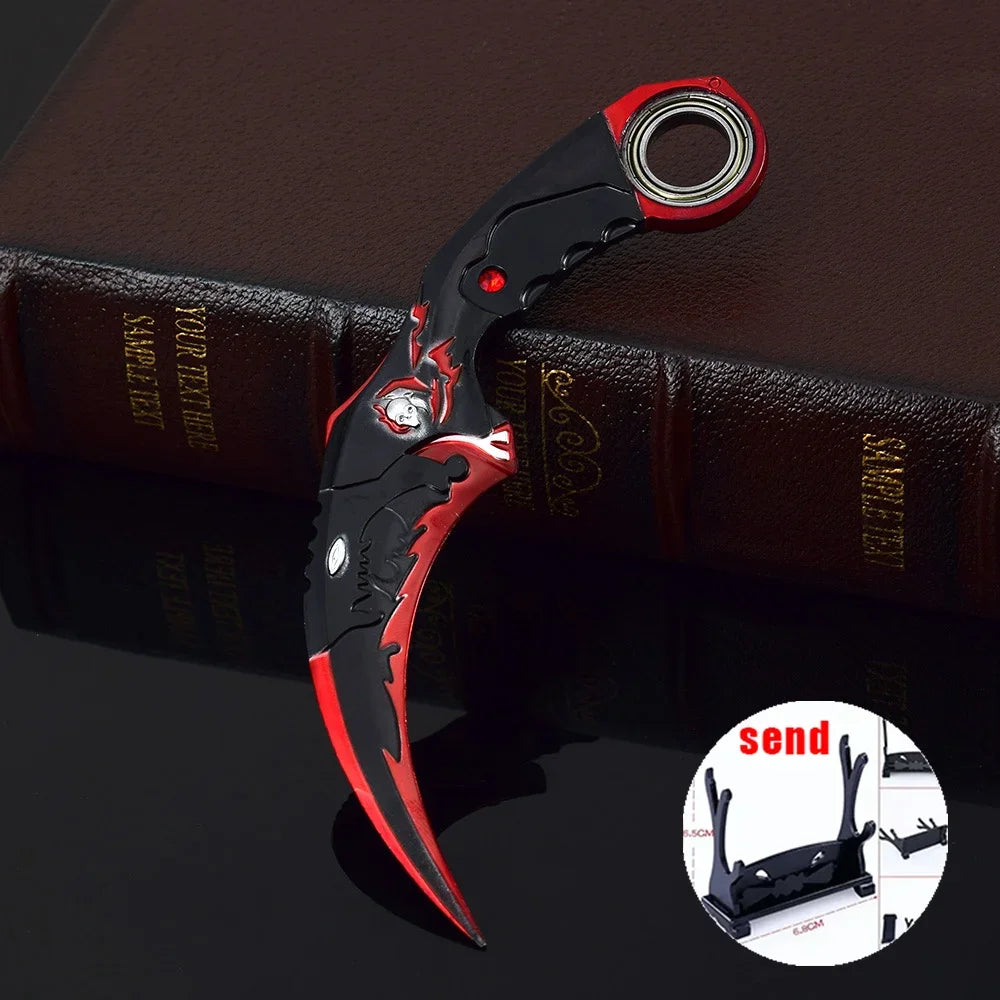 6,7 Zoll chinesischer Drache Karambit Metall Dark Moon Double Thorn Modell Spiel Leben und Tod Peripheriegeräte Golden Dragon Claw Knife Toy
