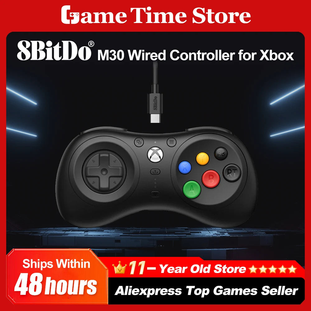 8BitDo M30 Wired Gaming Controller Gamepad for Xbox One Series X S and Windows PC with 6-Button Layout Xbox Officially Licensed