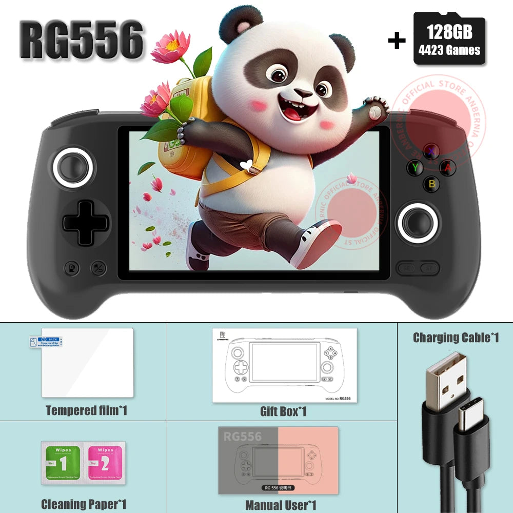 ANBERNIC RG556 Retro Handheld Game Console 64bit Android 13 System Unisoc T820 5.48-inch AMOLED Screen Hall Joystick Game Player